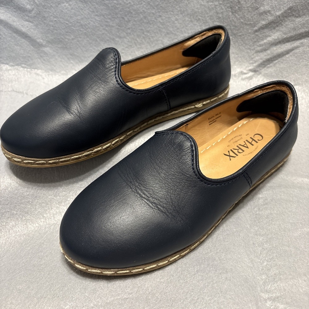 Charix Artistan Loafer Flats Black Leather Slip On Women's Size‎ 36 EU/5.5 US